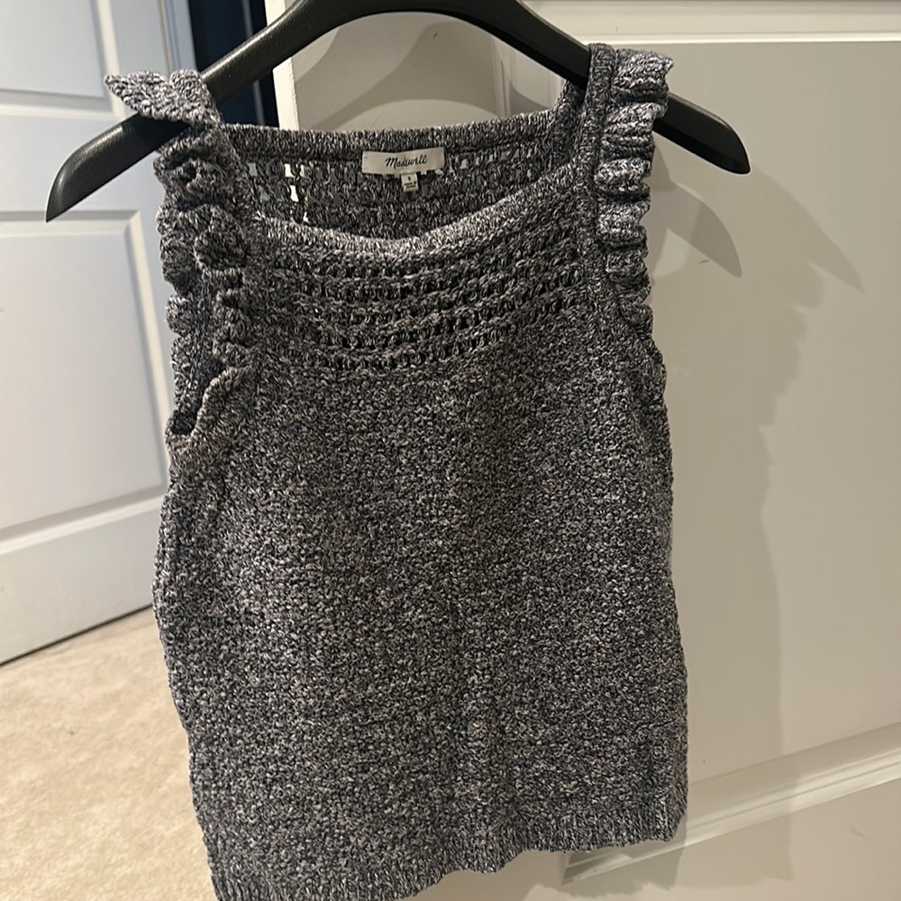 Madewell navy and white marl sweater tank size S